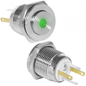 кнопка антивандальная ruichi gq16ph-10d/jl/g/n, off-(on), рабочая температура -25…+55 °c, никелирова