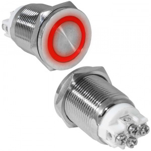 кнопка антивандальная ruichi gq19pf-10ze/r/n, off-on, рабочая температура -25…+55 °c, никелированная