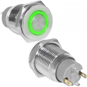 кнопка антивандальная ruichi gq16pf-10ze/j/g/n, off-on, рабочая температура -25…+55 °c, никелированн